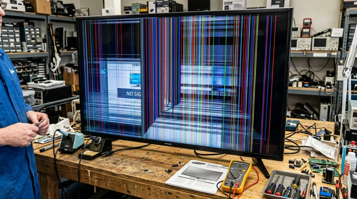 Before Repair - Sony Bravia 65" 4K Screen Lines & Double Image Fix